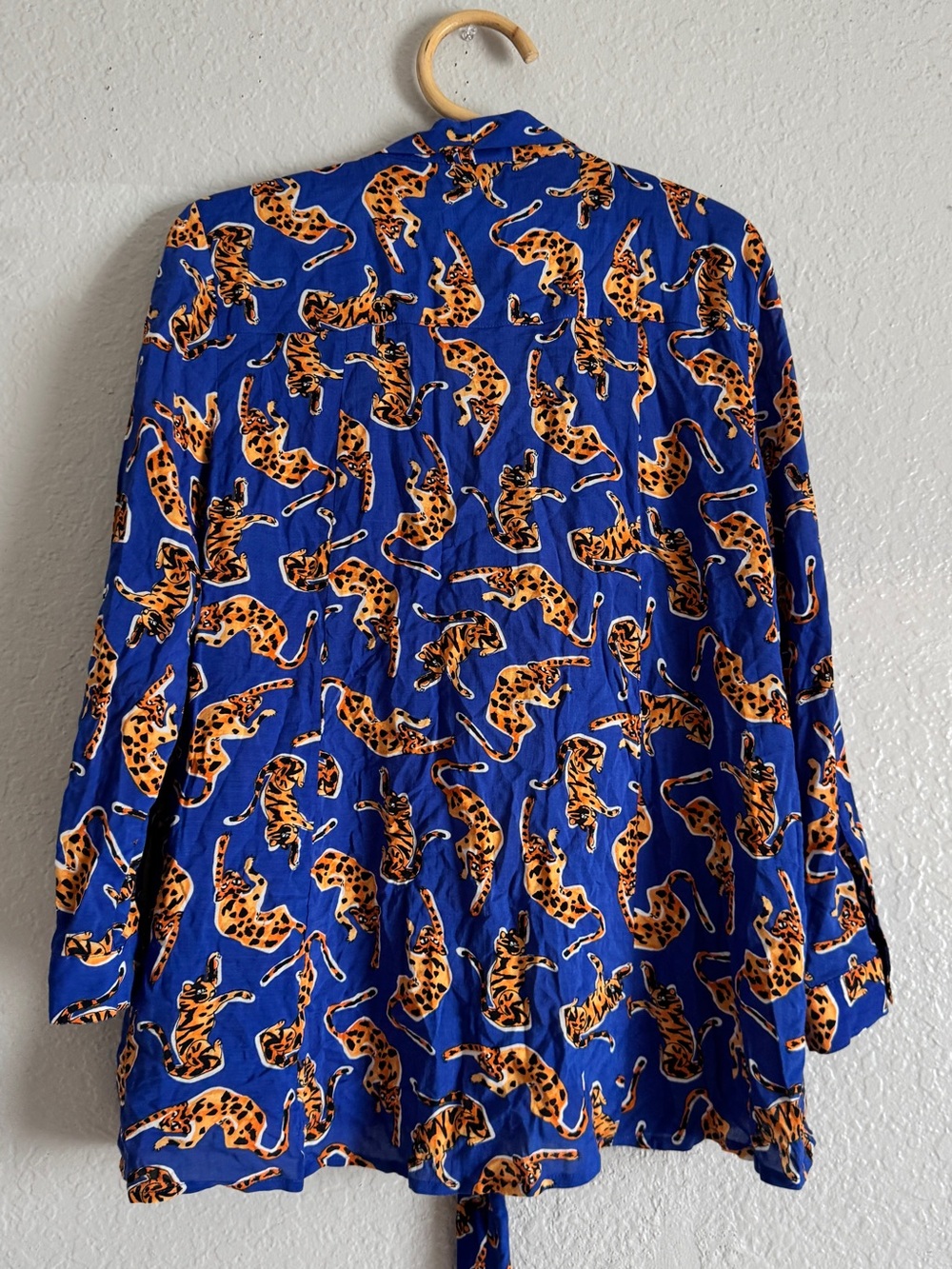 Anthropologie Conversations Blue Tiger Print blouse - Picture 2 of 4